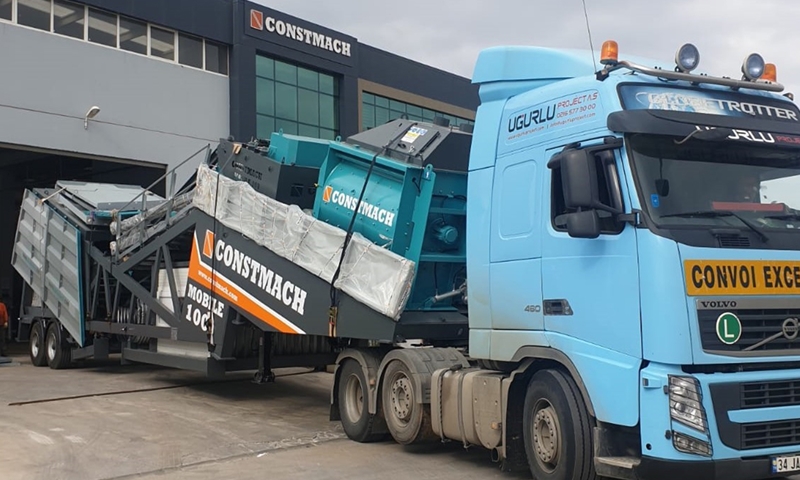  CONSTMACH MOBILE 100 ، محطة خلط الخرسانة المتنقلة يتم شحنها لعملائنا في سلوفاكيا