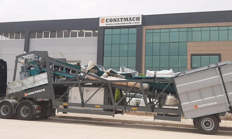 CONSTMACH 30 m3/h mobile concrete batching plant is shipped for our customer in Serbia