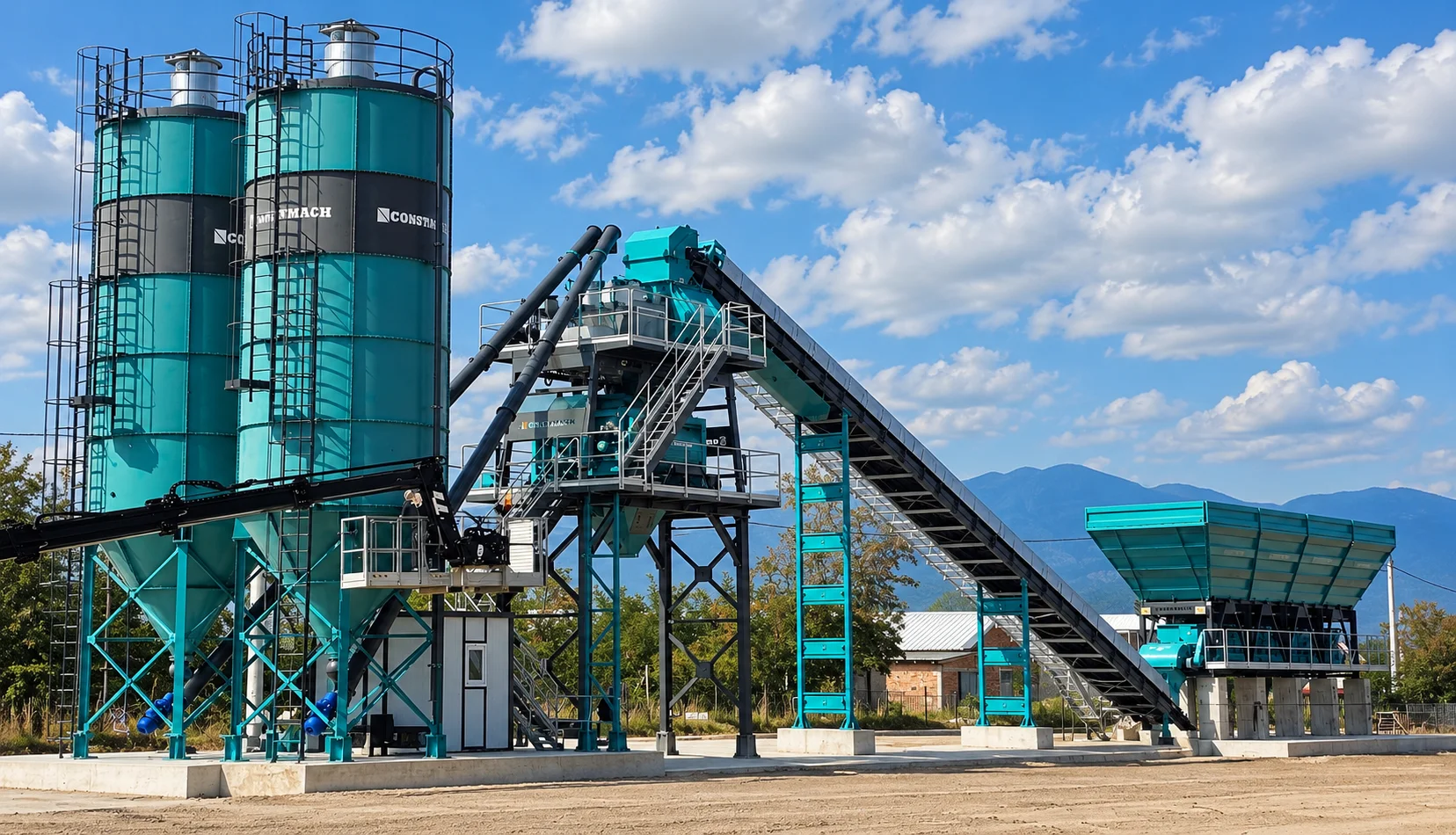 CONSTMACH Stationary 120 Concrete Batching Plant in Kosovo
