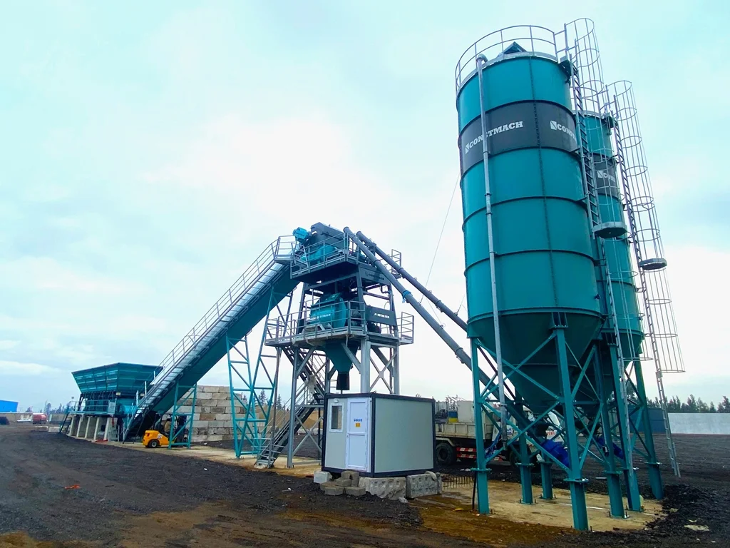 CONSTMACH Stationary 100 Concrete Batching Plant Commissioned in Algeria