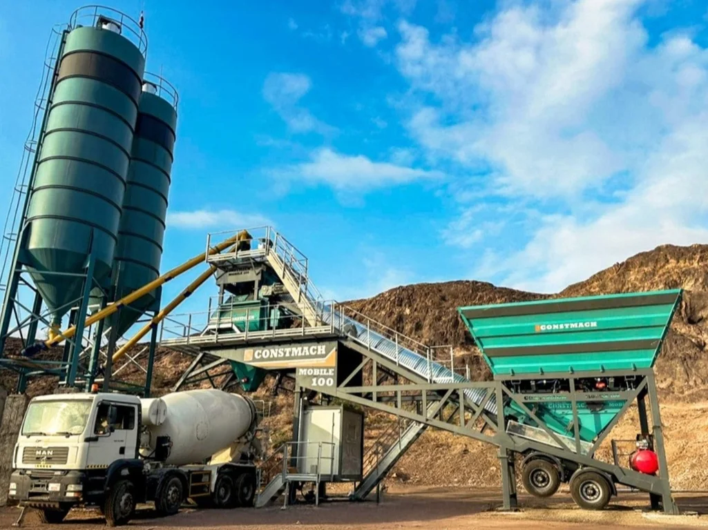 CONSTMACH Mobile 100 Concrete Batching Plant Installed in Yemen