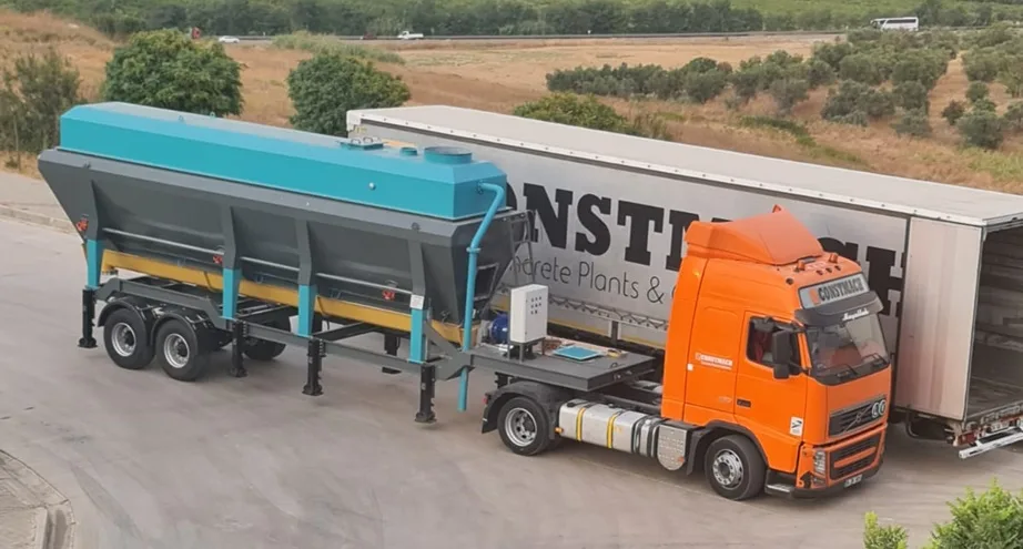 Horizontal cement silo transport